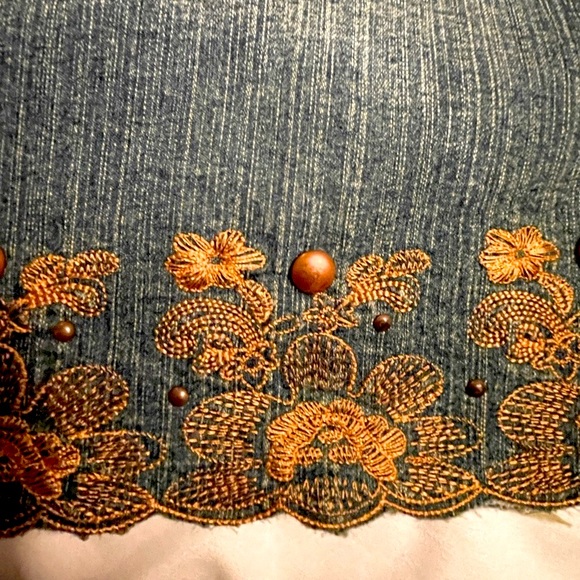 ⭐️ VINTAGE ⭐️ NWOT Apollo Jeans Belted Floral Embroidered Acid Wash Denim Ski… - Picture 4 of 12